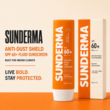 SUNDERMA Anti-Dust Shield SPF 60+ Sunscreen | Lightweight Milky Fluid Sunscreen for Sun, Dust, Sweat & Pollution | 50g