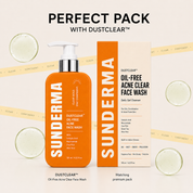 SUNDERMA DustClear Oil-Free Acne Clear Face Wash with Salicylic Acid, Niacinamide & Zinc PCA for Oily, Combination & Acne-Prone Skin | 125 ml
