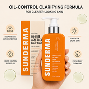 SUNDERMA DustClear Oil-Free Acne Clear Face Wash with Salicylic Acid, Niacinamide & Zinc PCA for Oily, Combination & Acne-Prone Skin | 125 ml