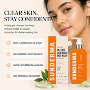 SUNDERMA DustClear Oil-Free Acne Clear Face Wash with Salicylic Acid, Niacinamide & Zinc PCA for Oily, Combination & Acne-Prone Skin | 125 ml