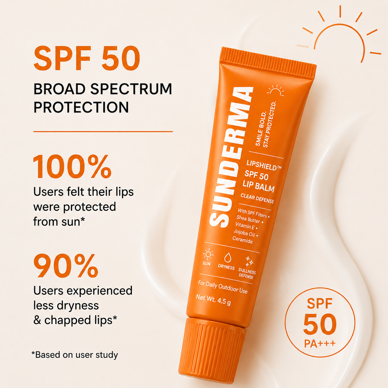 SUNDERMA LipShield™ SPF 50 Lip Balm – Clear Defense