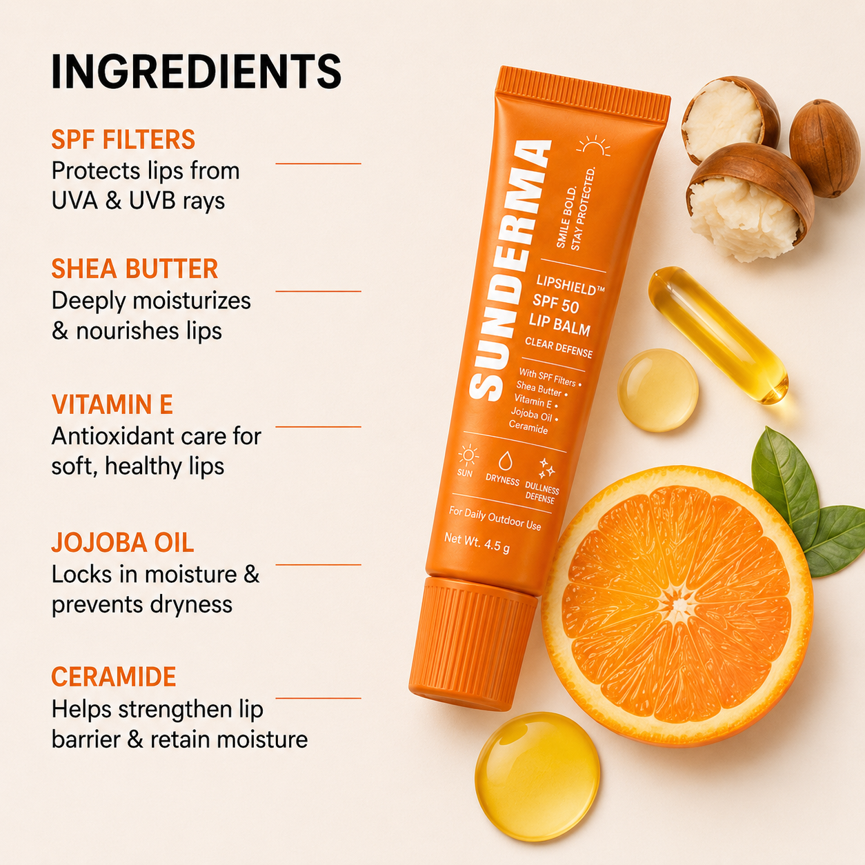 SUNDERMA LipShield™ SPF 50 Lip Balm – Clear Defense