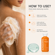 SUNDERMA BodyClear Acne Clear Body Wash with Salicylic Acid, Tea Tree, Zinc PCA, Niacinamide & Aloe Vera for Back, Chest & Body Acne-Prone Skin | 200 ml
