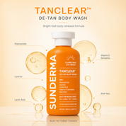SUNDERMA TanClear De-Tan Body Wash with Niacinamide, Licorice, Lactic Acid, Vitamin C Derivative & Aloe Vera for Dull, Tanned & Outdoor Skin | 250 ml