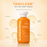 SUNDERMA TanClear De-Tan Body Wash with Niacinamide, Licorice, Lactic Acid, Vitamin C Derivative & Aloe Vera for Dull, Tanned & Outdoor Skin | 250 ml