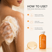 SUNDERMA TanClear De-Tan Body Wash with Niacinamide, Licorice, Lactic Acid, Vitamin C Derivative & Aloe Vera for Dull, Tanned & Outdoor Skin | 250 ml