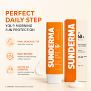 SUNDERMA Anti-Dust Shield SPF 60+ Sunscreen | Lightweight Milky Fluid Sunscreen for Sun, Dust, Sweat & Pollution | 50g