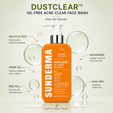 SUNDERMA DustClear Oil-Free Acne Clear Face Wash with Salicylic Acid, Niacinamide & Zinc PCA for Oily, Combination & Acne-Prone Skin | 125 ml